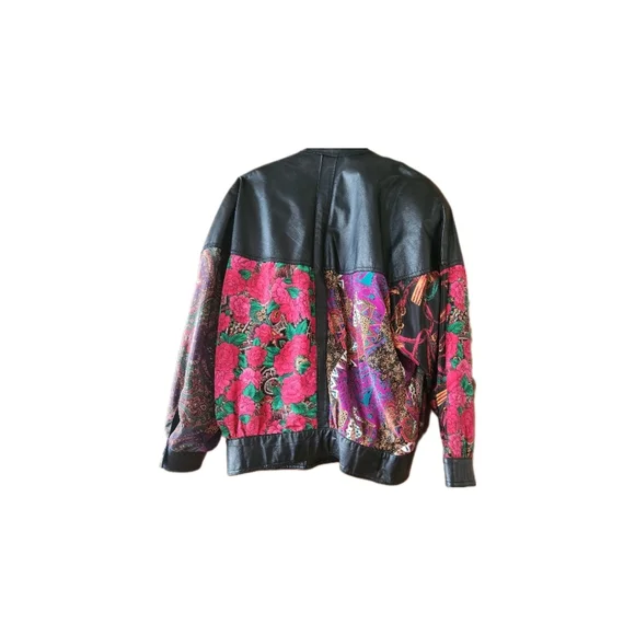 Women's Floral Leather Pelle Spring Jacket size M - Picture 9 of 10